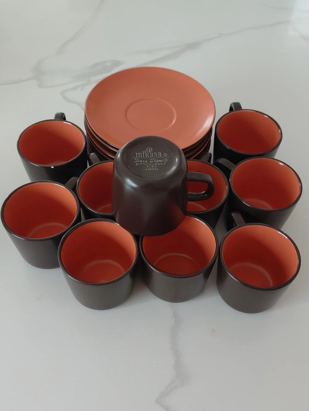 Mikasa Terra Stone Bittersweet 7149 10 piece  Cup and Saucer Set